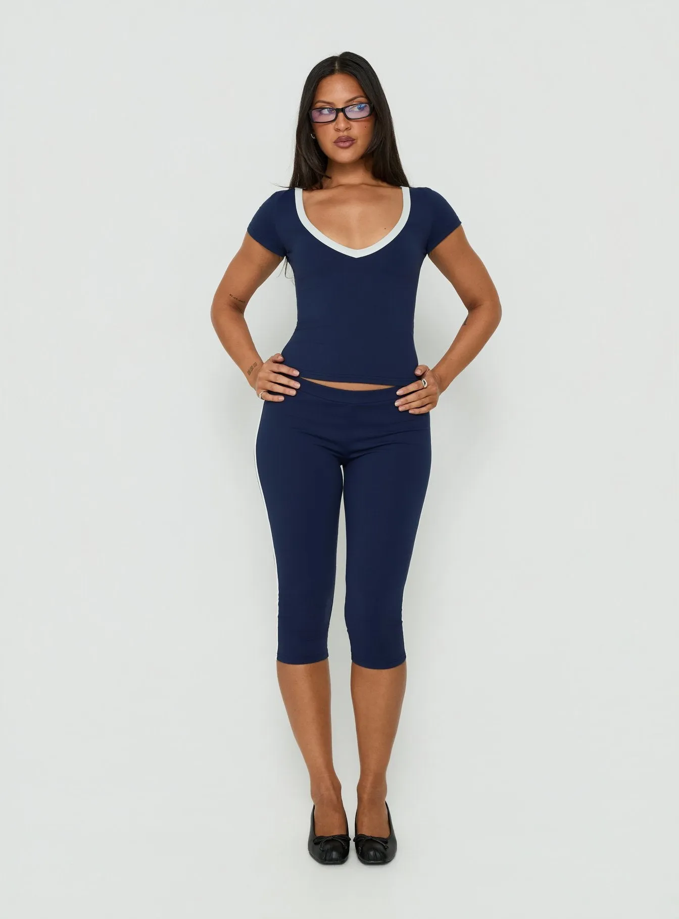 Rowanna Sporty Scoop Neck Top Navy / Cream sold by Princess Polly product image thumbnail 3
