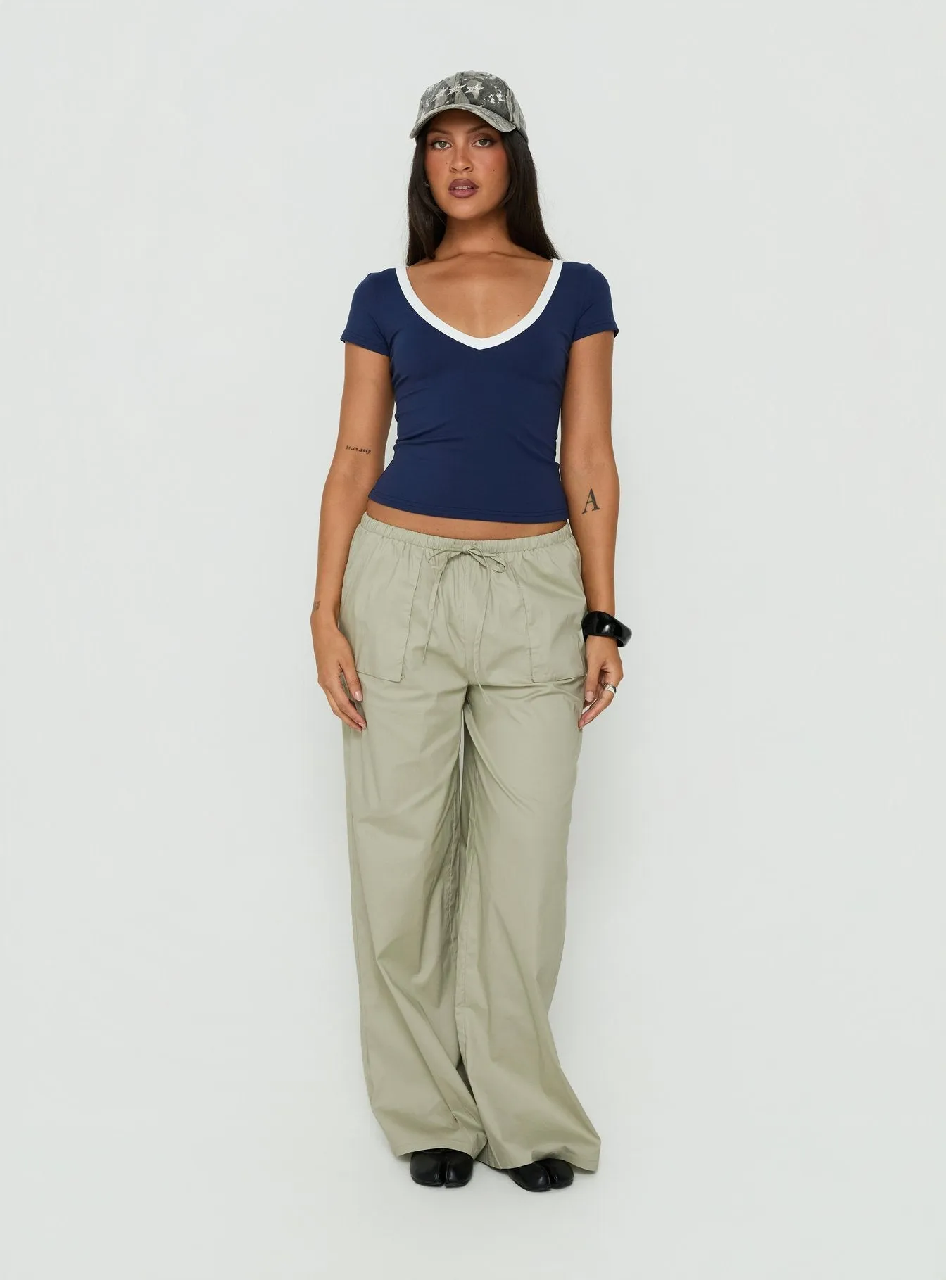 Toren Drawstring Straight Leg Pants Stone sold by Princess Polly product image thumbnail 2