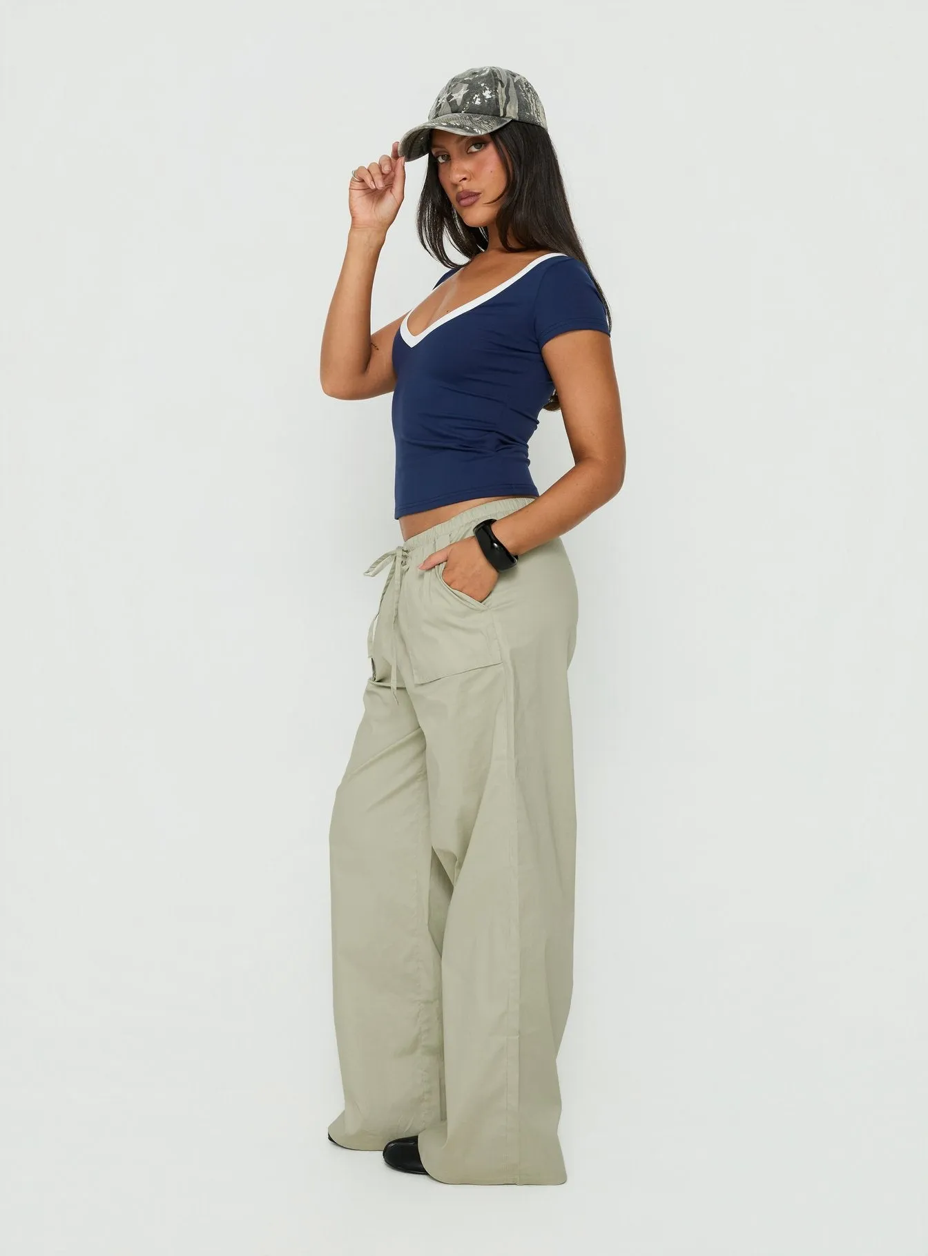 Toren Drawstring Straight Leg Pants Stone sold by Princess Polly product image thumbnail 3