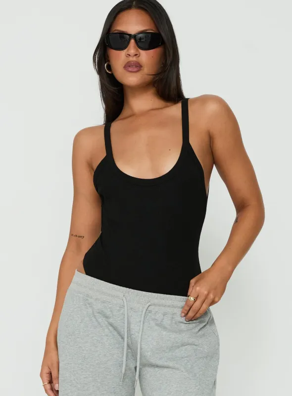 Nerinah Ribbed Bodysuit Black made by Princess Polly