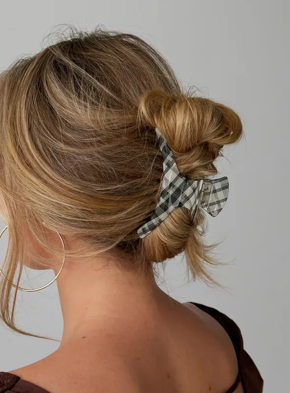 Sloen Claw Clip Black Check made by Princess Polly