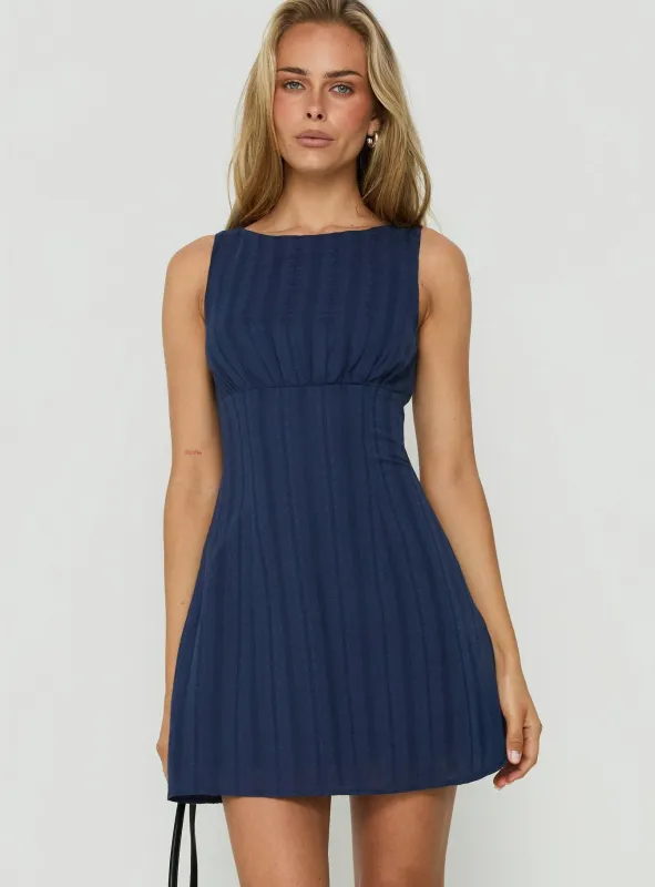 Sweet Somethings Mini Dress Navy made by Princess Polly