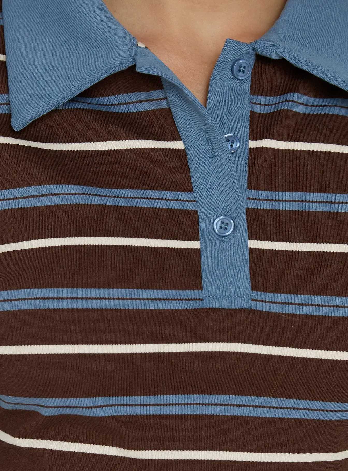 Klare Polo V Neck Mini Dress Chocolate Stripe sold by Princess Polly product image thumbnail 5