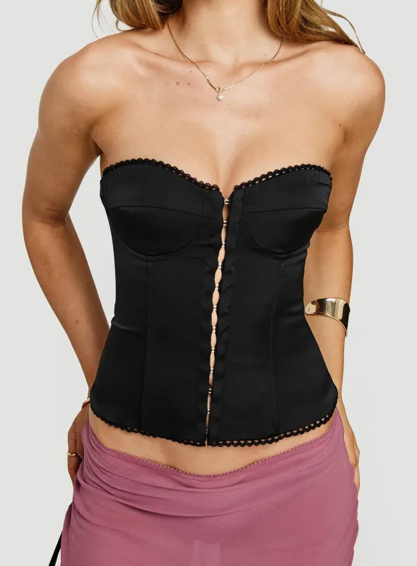 Jazzy Strapless Corset Top Black made by Princess Polly