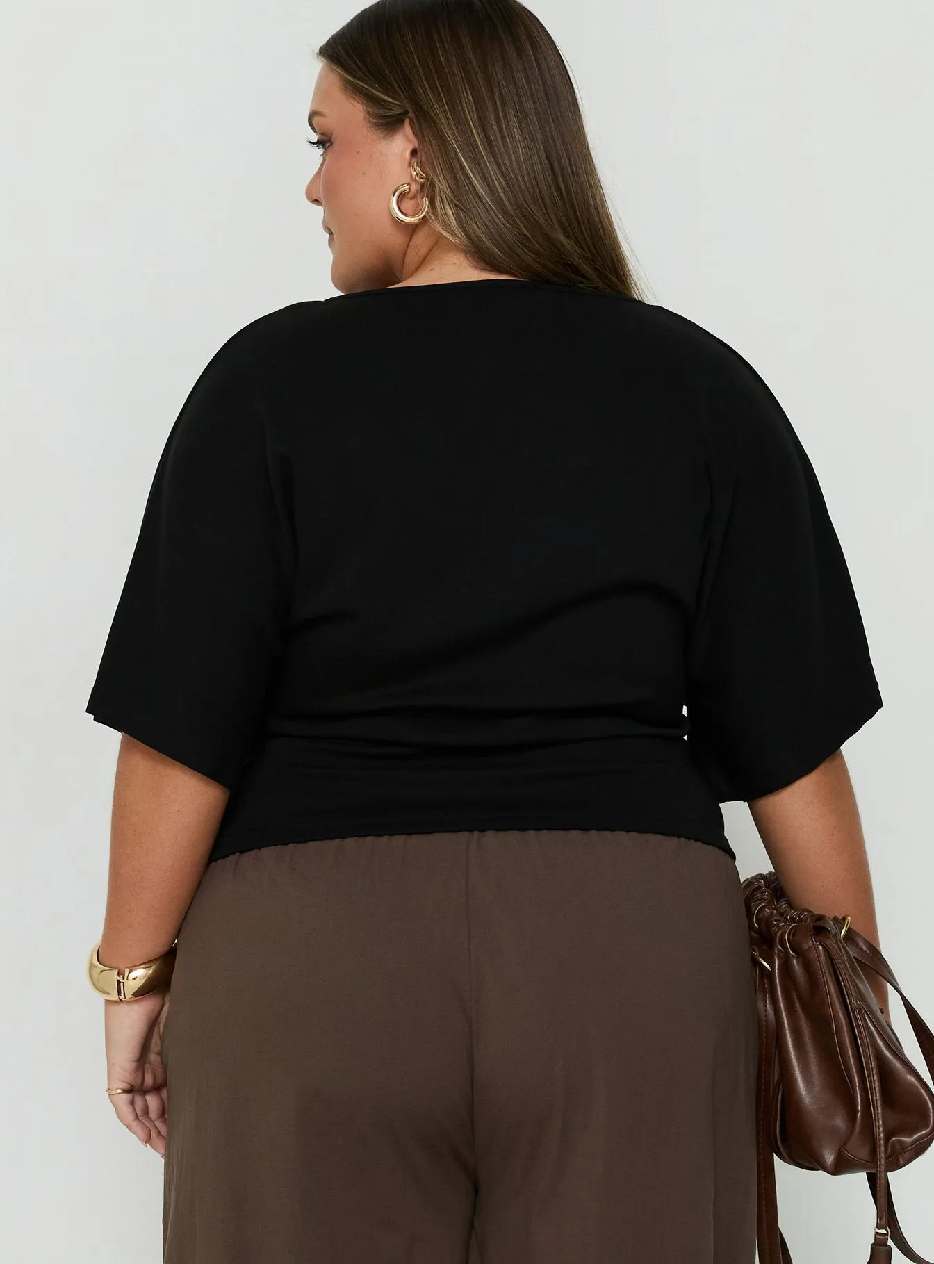 Arazia Cinched Short Sleeve Top Black Curve sold by Princess Polly product image thumbnail 4