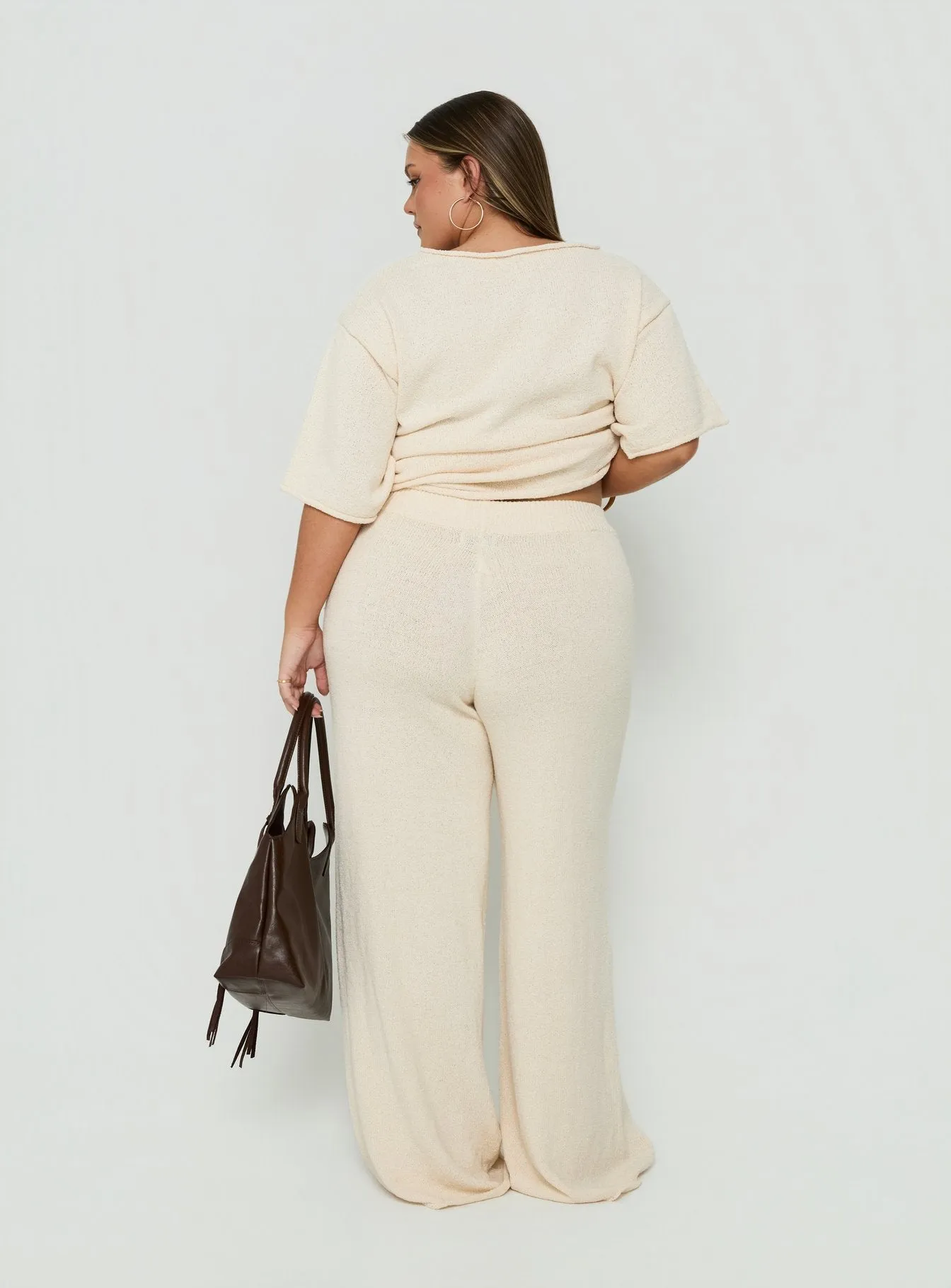 Calisse Knit Wide Leg Pants Beige Curve sold by Princess Polly product image thumbnail 5
