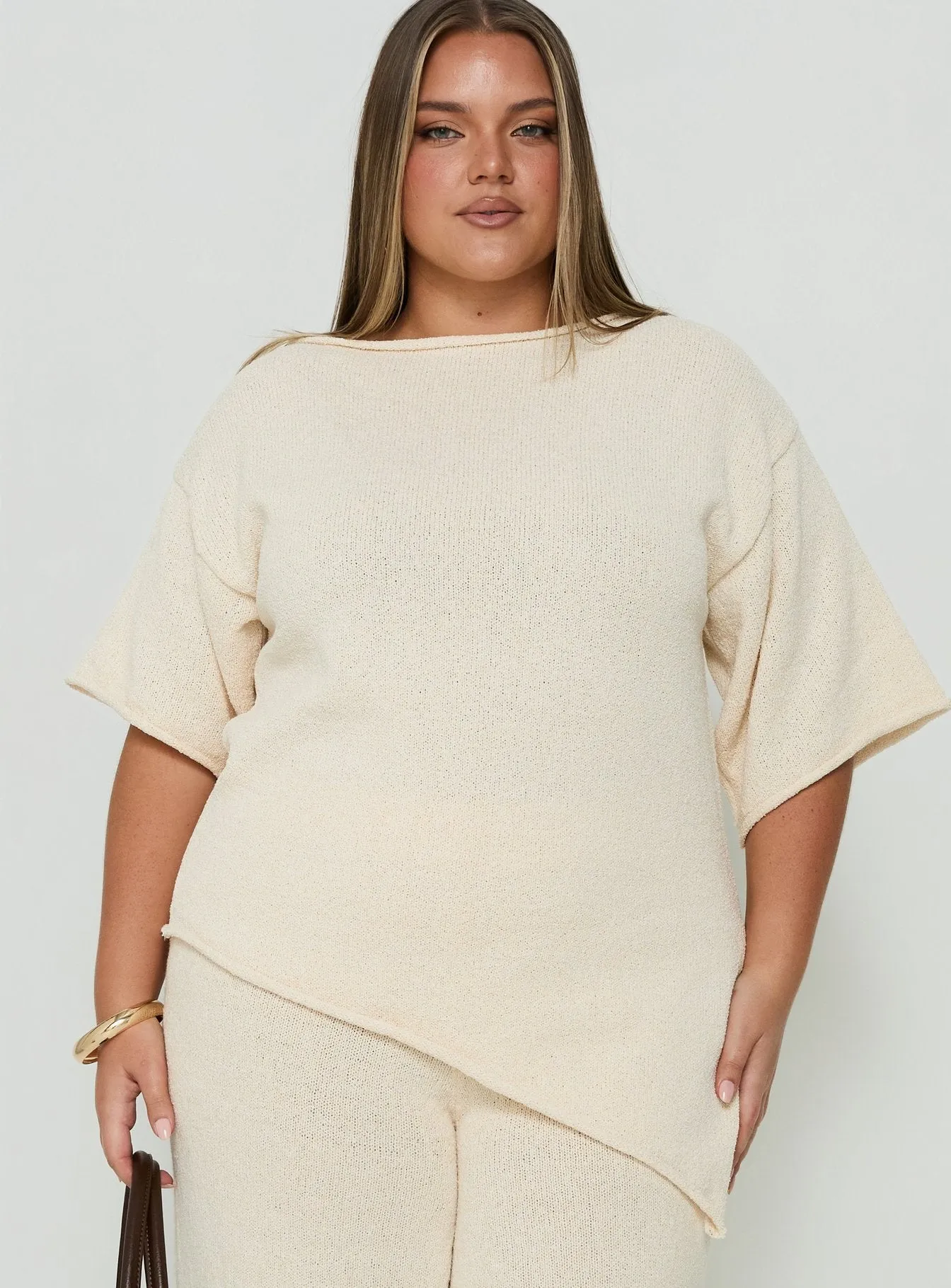 Amelise Knit Poncho Beige Curve sold by Princess Polly product image thumbnail 2