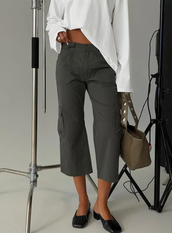 Indee Cropped Cargo Pants Charcoal made by Princess Polly