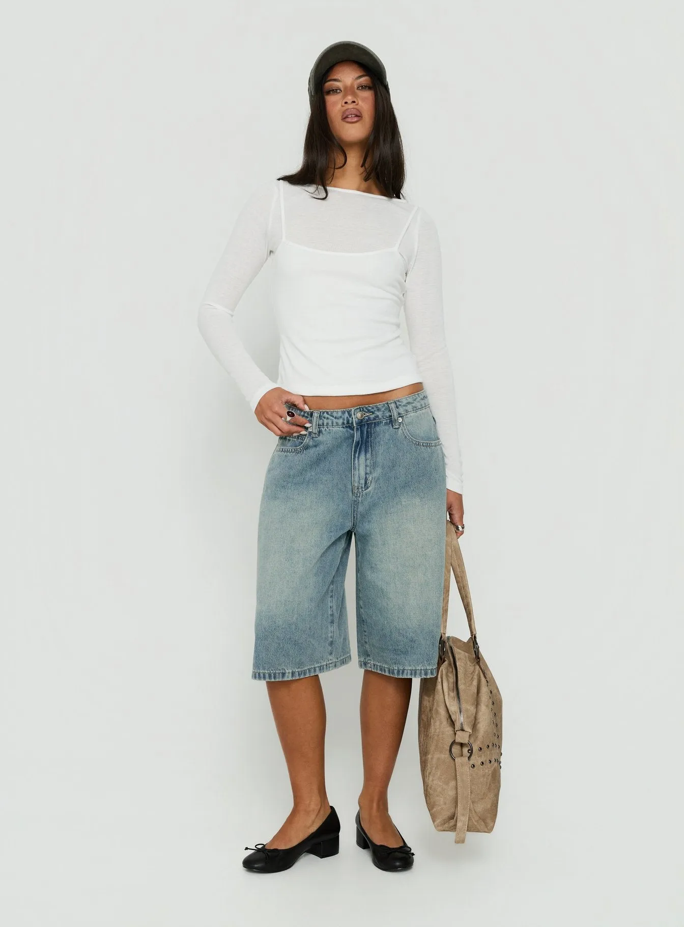 Kings Low Rise Jorts Vintage Mid Blue Wash sold by Princess Polly product image thumbnail 3