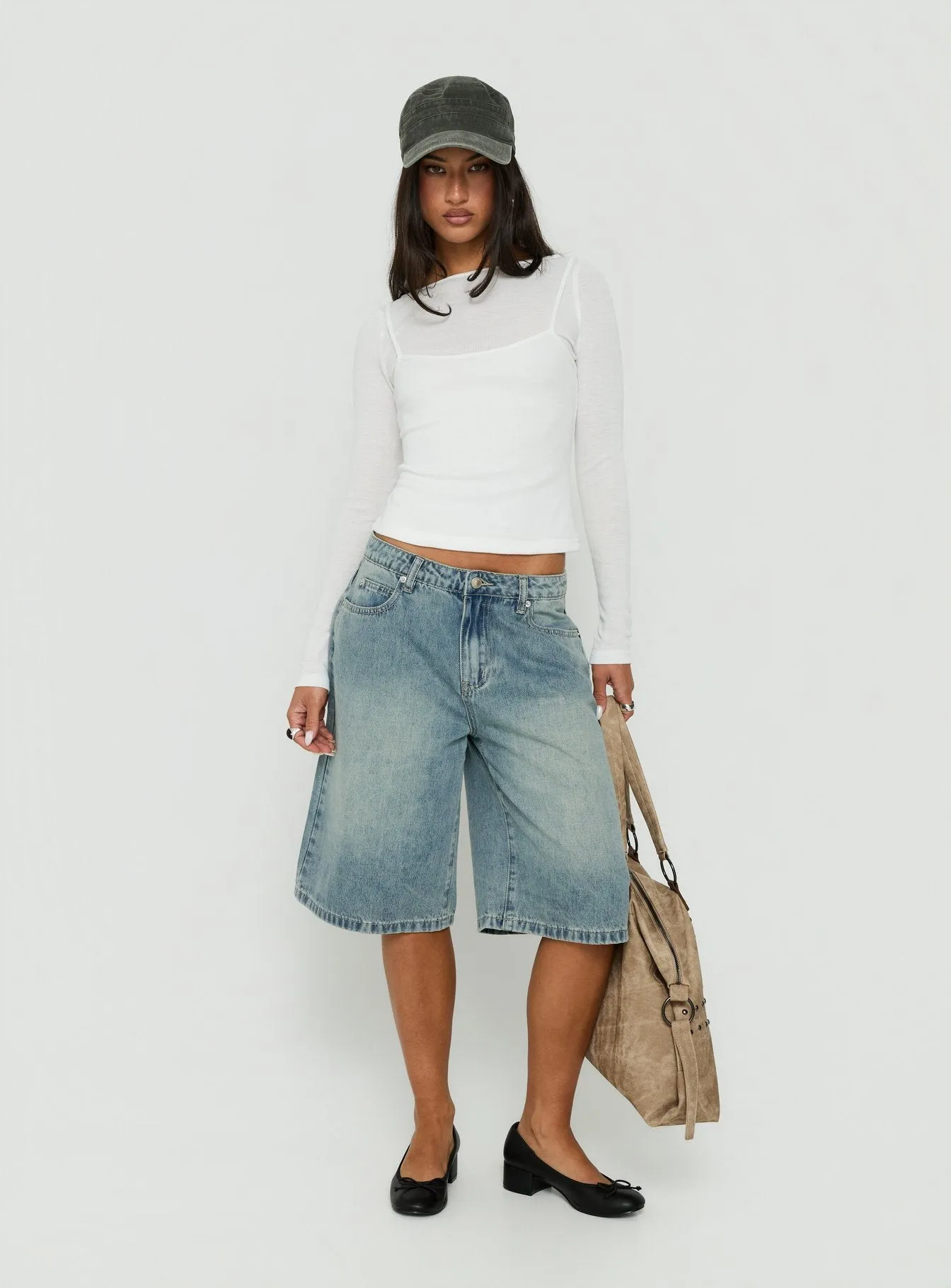 Kings Low Rise Jorts Vintage Mid Blue Wash sold by Princess Polly product image thumbnail 2