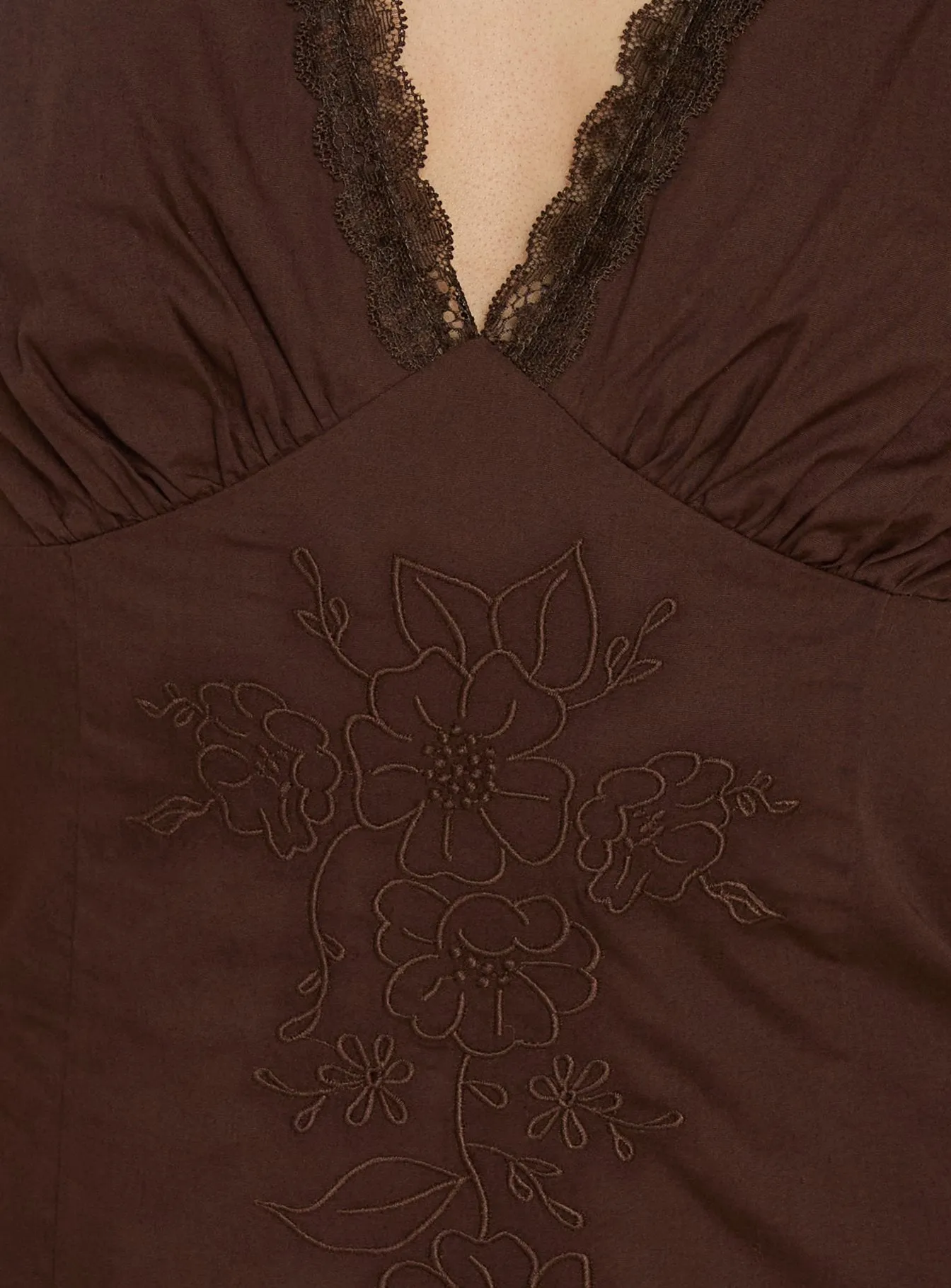 Splashy Lace Trim Mini Dress Chocolate sold by Princess Polly product image thumbnail 5