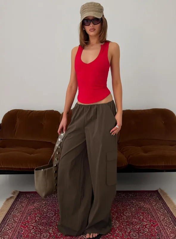 Lunea Concealed Waistband Cargo Pants Brown made by Princess Polly