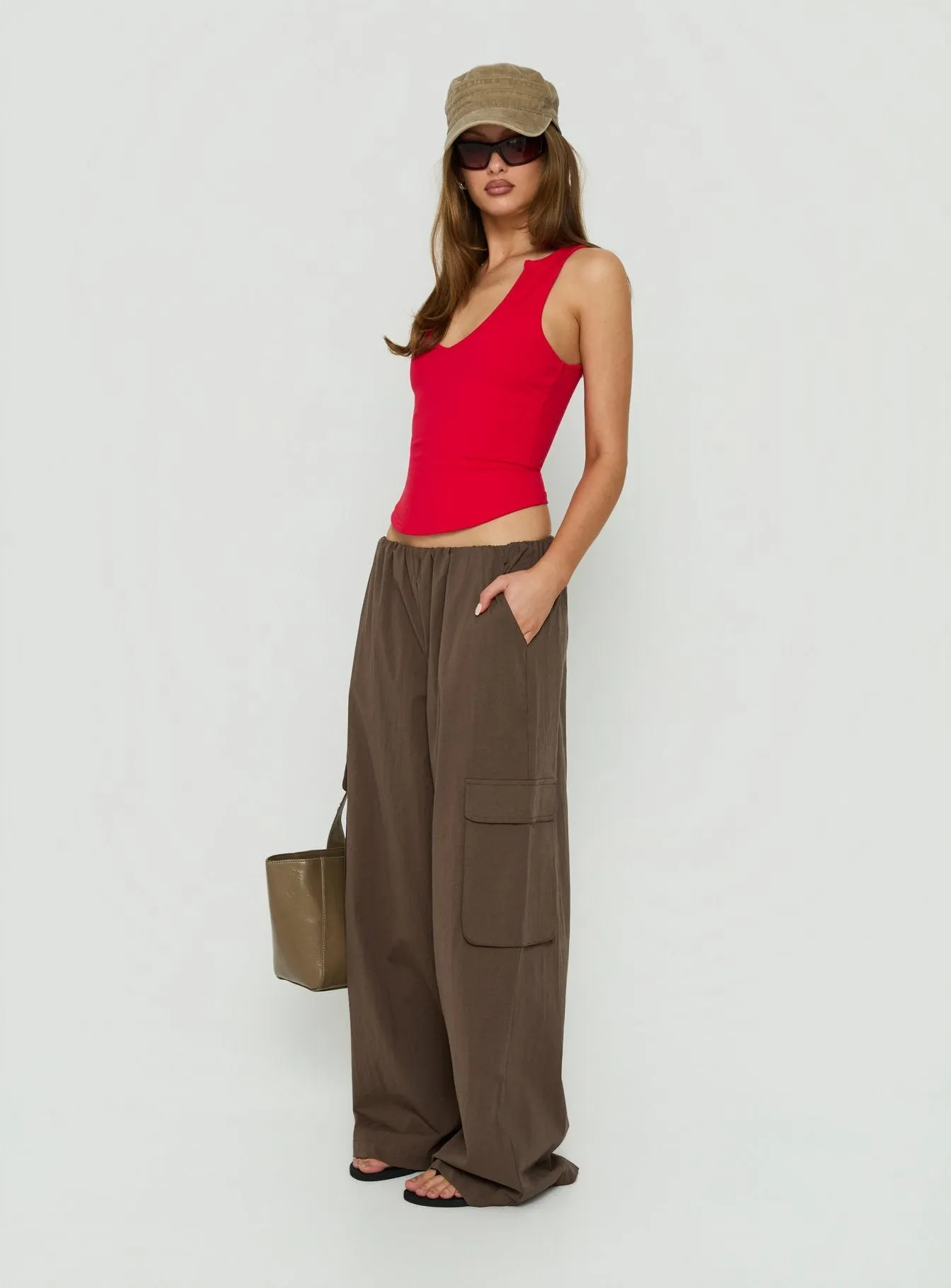 Lunea Concealed Waistband Cargo Pants Brown sold by Princess Polly product image thumbnail 4