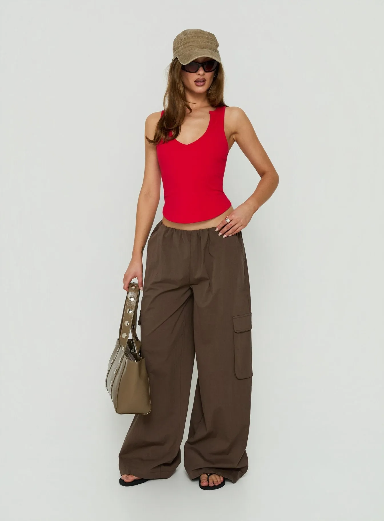 Lunea Concealed Waistband Cargo Pants Brown sold by Princess Polly product image thumbnail 3