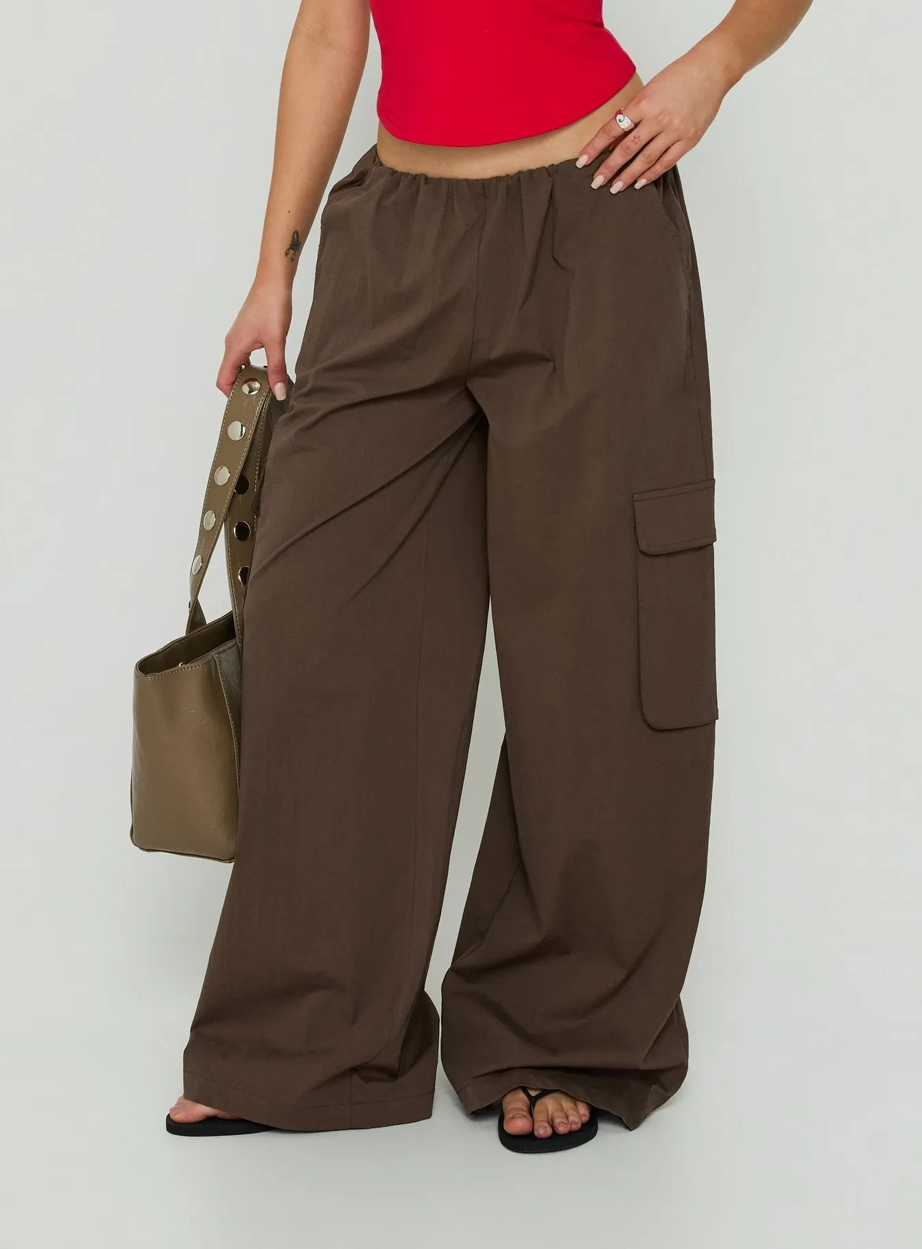 Lunea Concealed Waistband Cargo Pants Brown sold by Princess Polly product image thumbnail 2