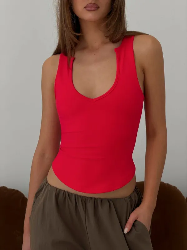Daily Define Scoop Tank Red made by Princess Polly