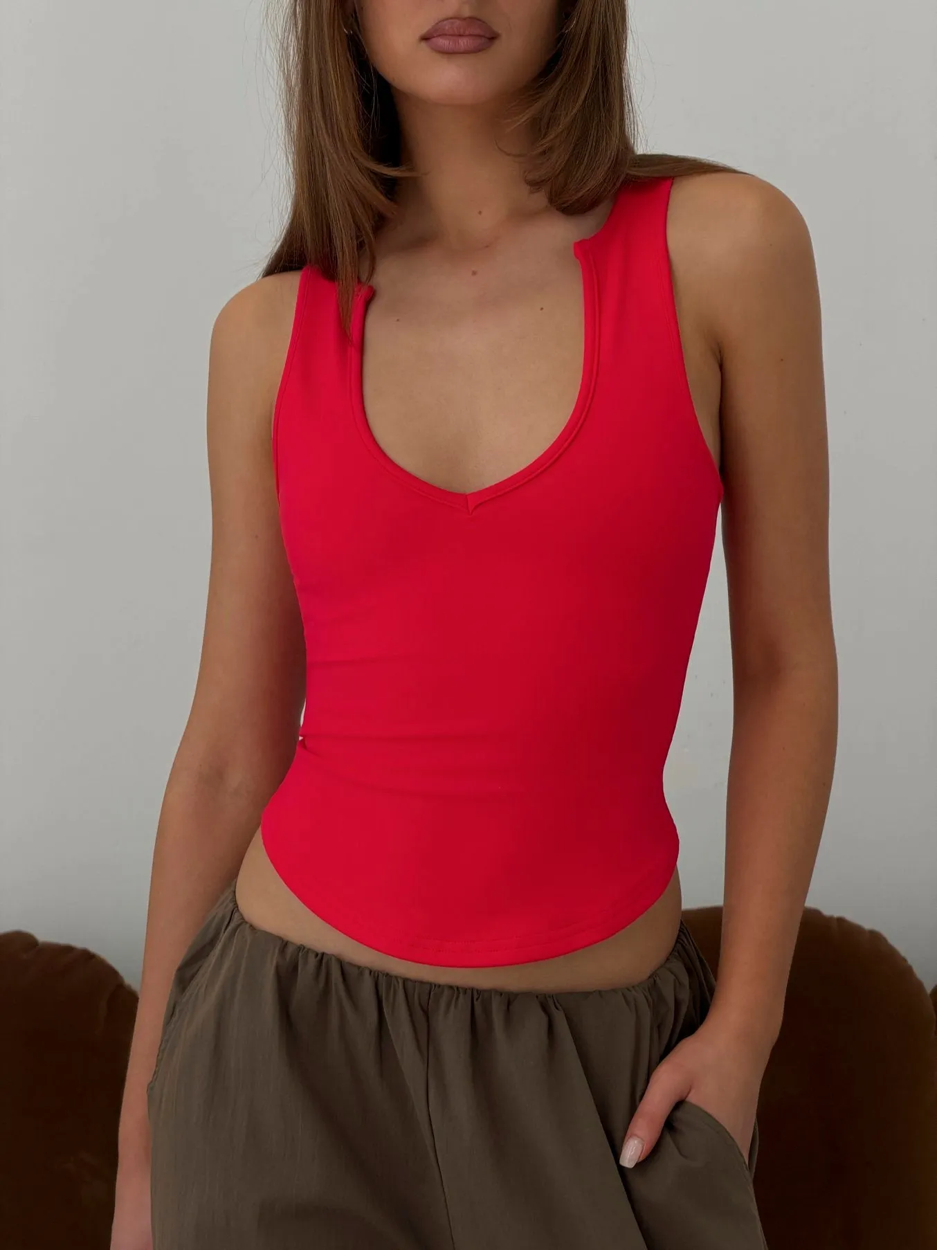 Daily Define Scoop Tank Red sold by Princess Polly