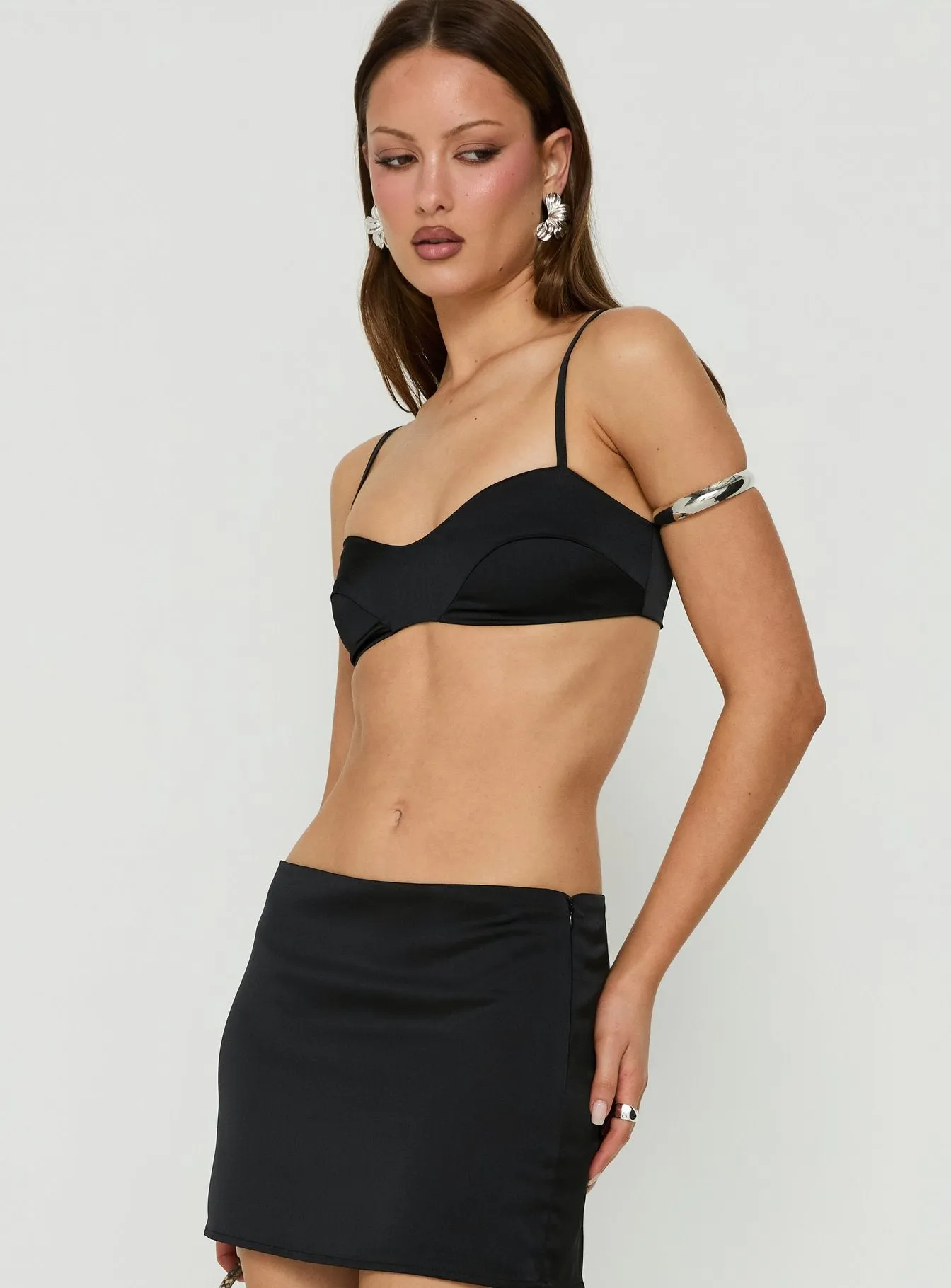 Edeniah Satin Micro Crop Top Black sold by Princess Polly product image thumbnail 4
