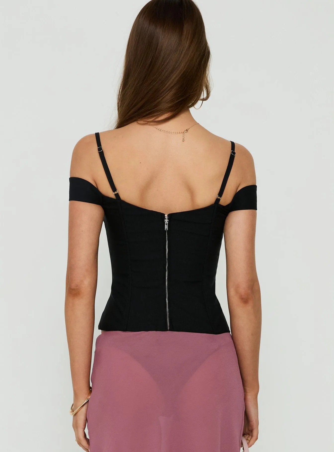 Anikka Off Shoulder Lace Detail Corset Top Black sold by Princess Polly product image thumbnail 5