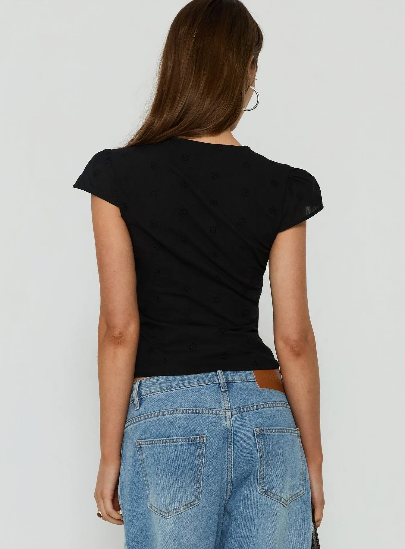 Speechless Lace Trim Top Soft Black sold by Princess Polly product image thumbnail 5