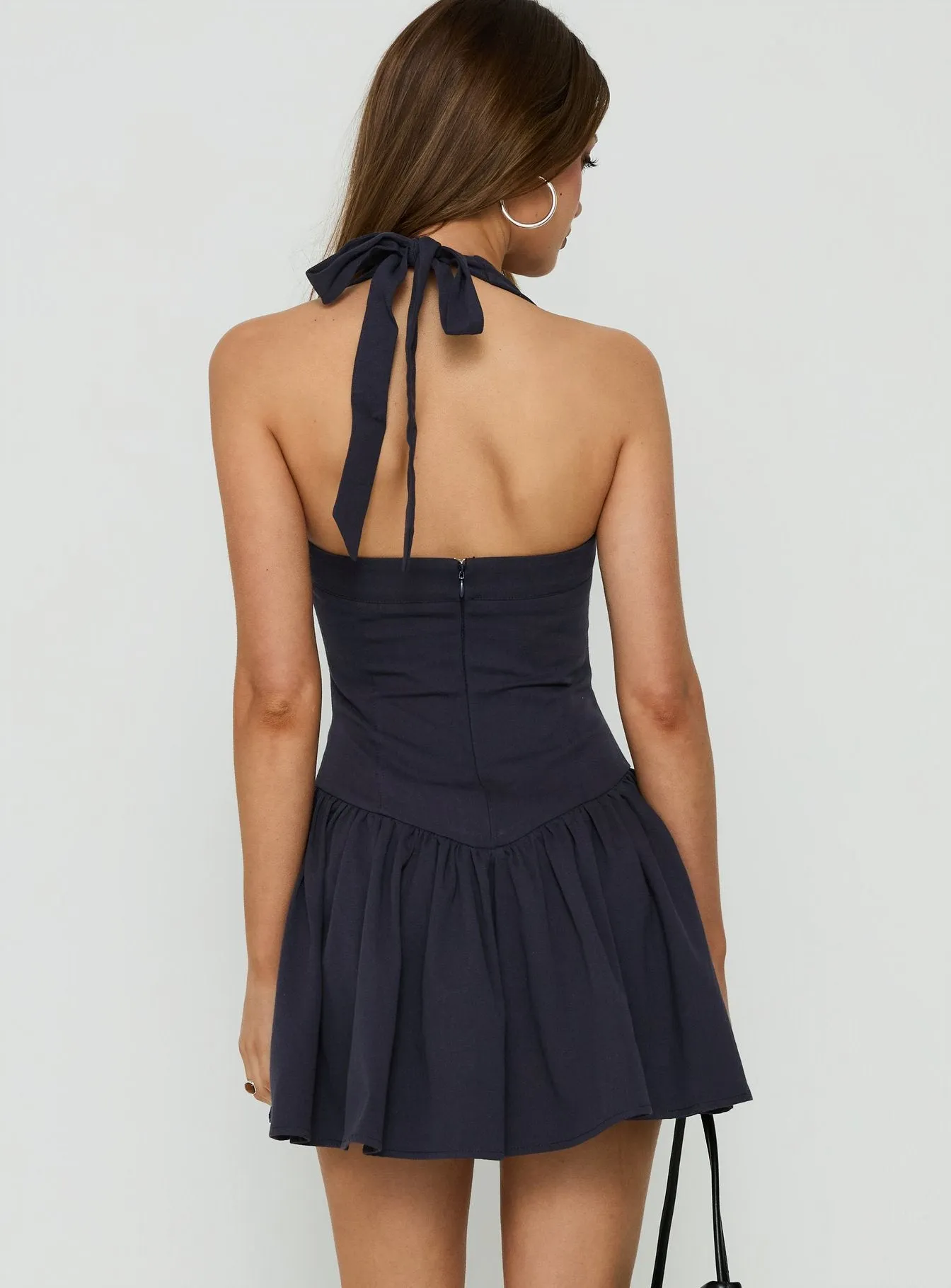 Esatora Halter Flare Mini Dress Navy sold by Princess Polly product image thumbnail 5