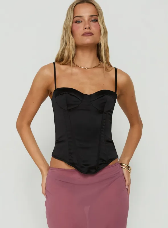 Selesta Structured Bustier Top Black made by Princess Polly