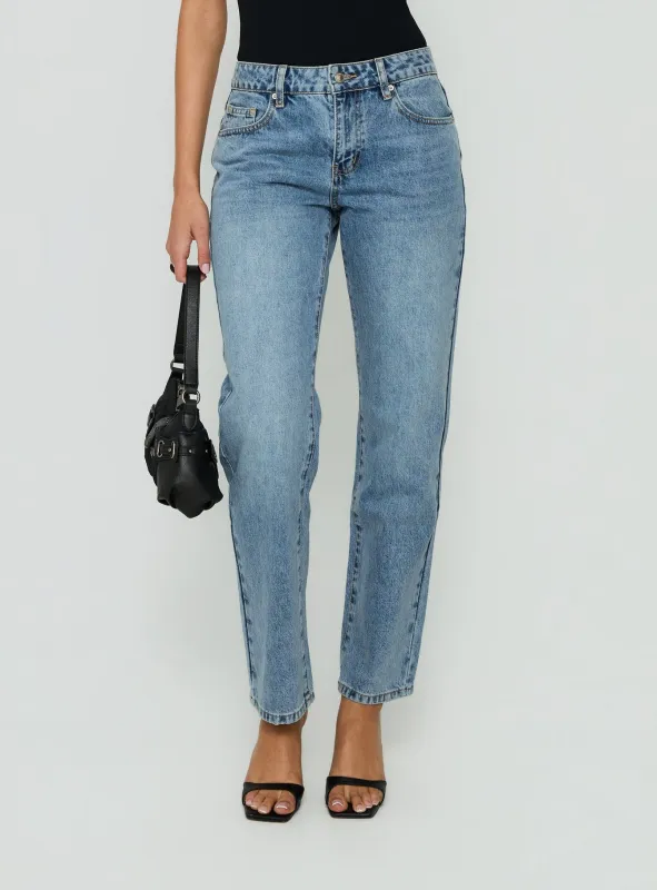Fedela Mid Rise Tapered Jeans Light Vintage Blue made by Princess Polly