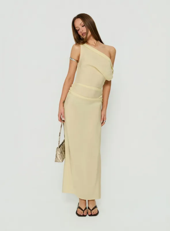 Sweetheart Off Shoulder Maxi Dress Yellow made by Lioness