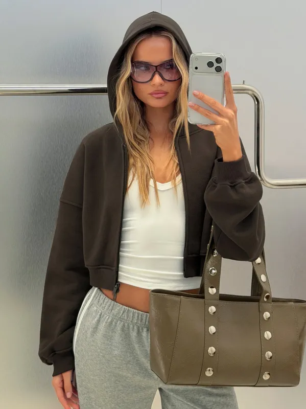 Zellah Double Ended Zipper Hoodie Iron Grey made by Princess Polly