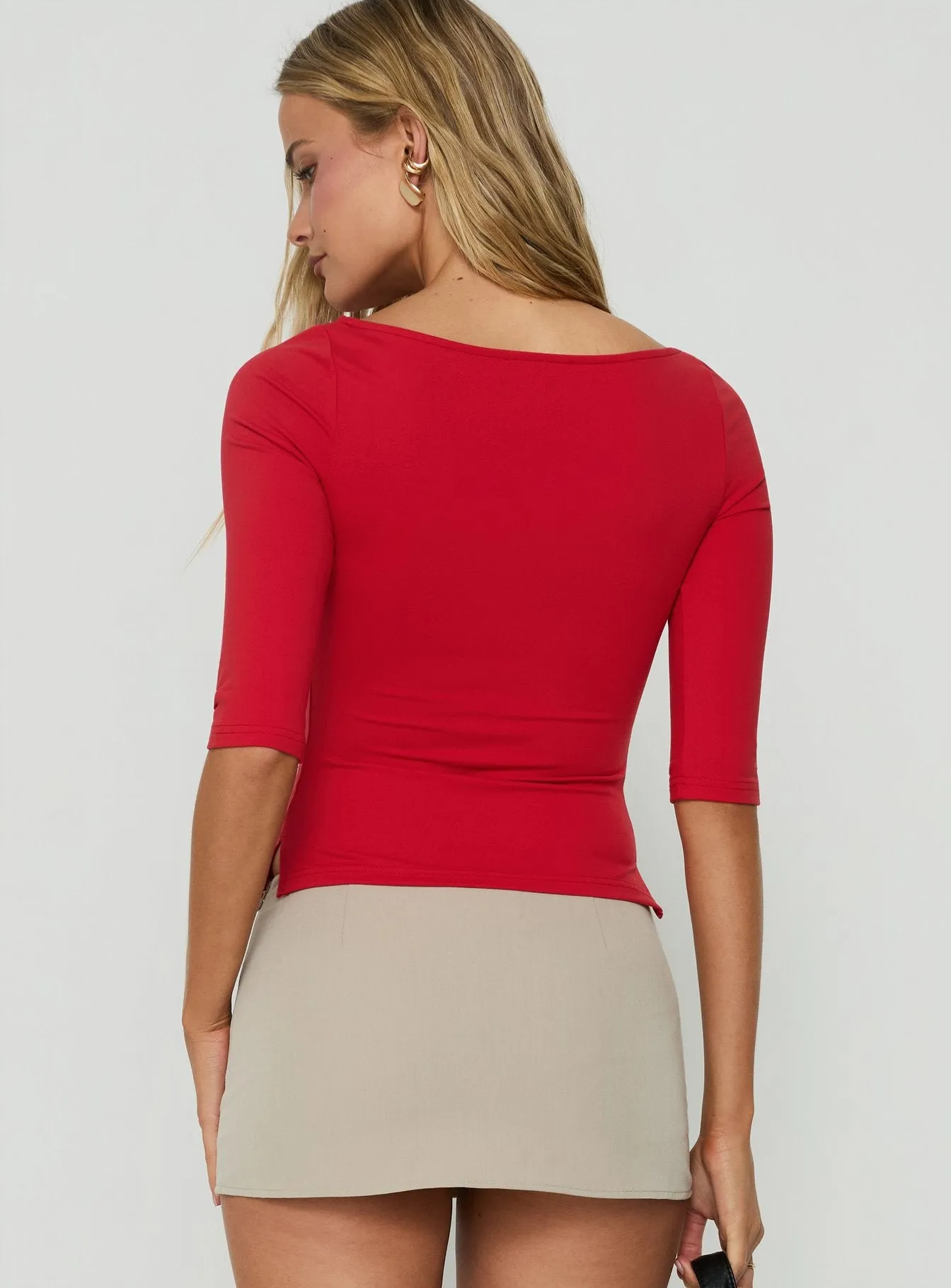 Daily Define Boatneck 3/4 Sleeve Top Fiery Red sold by Princess Polly product image thumbnail 5
