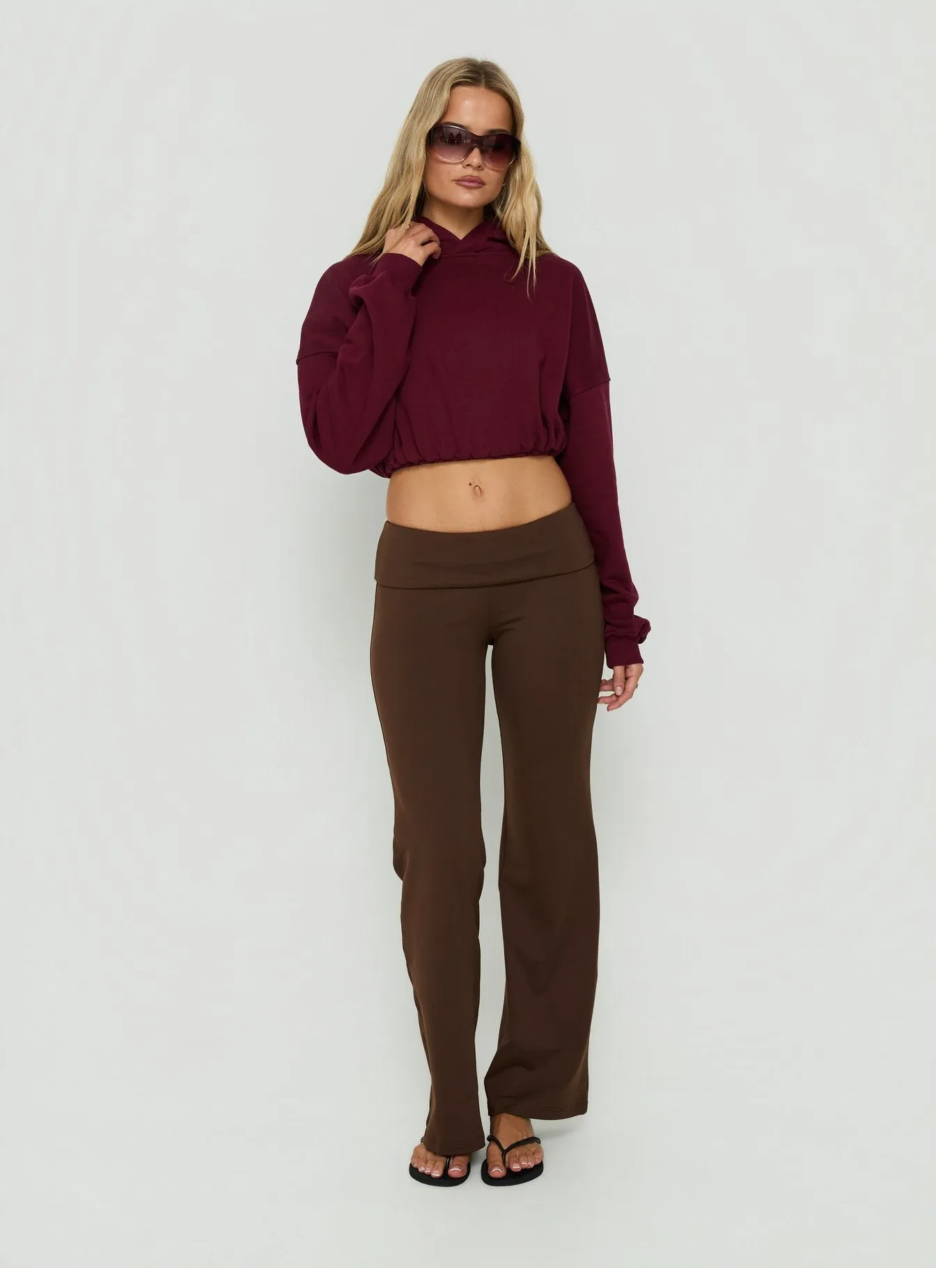 Daily Define Foldover Waist Pants Brown sold by Princess Polly product image thumbnail 3