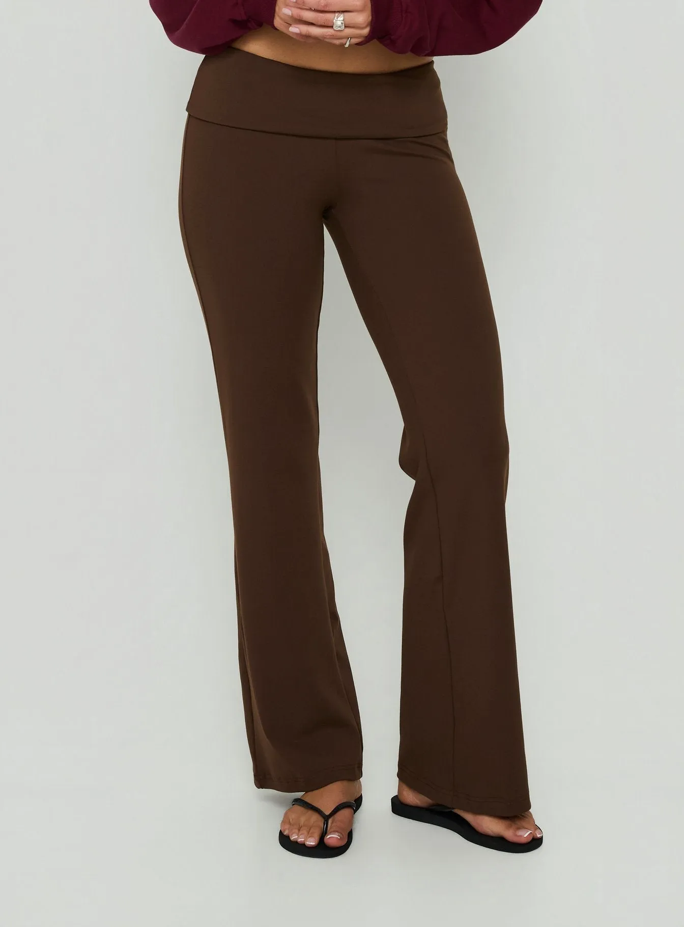 Daily Define Foldover Waist Pants Brown sold by Princess Polly product image thumbnail 2
