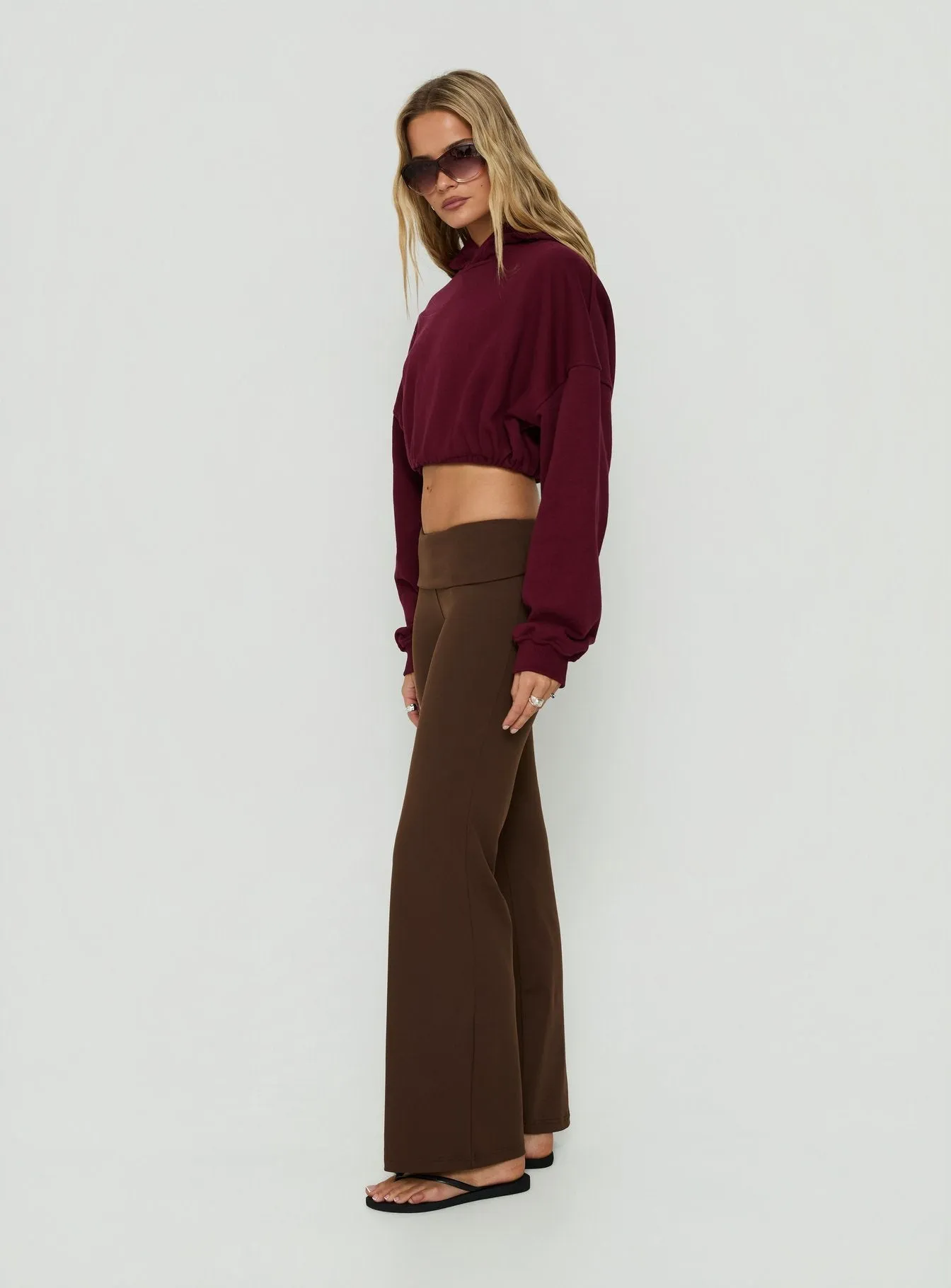 Daily Define Foldover Waist Pants Brown sold by Princess Polly product image thumbnail 4