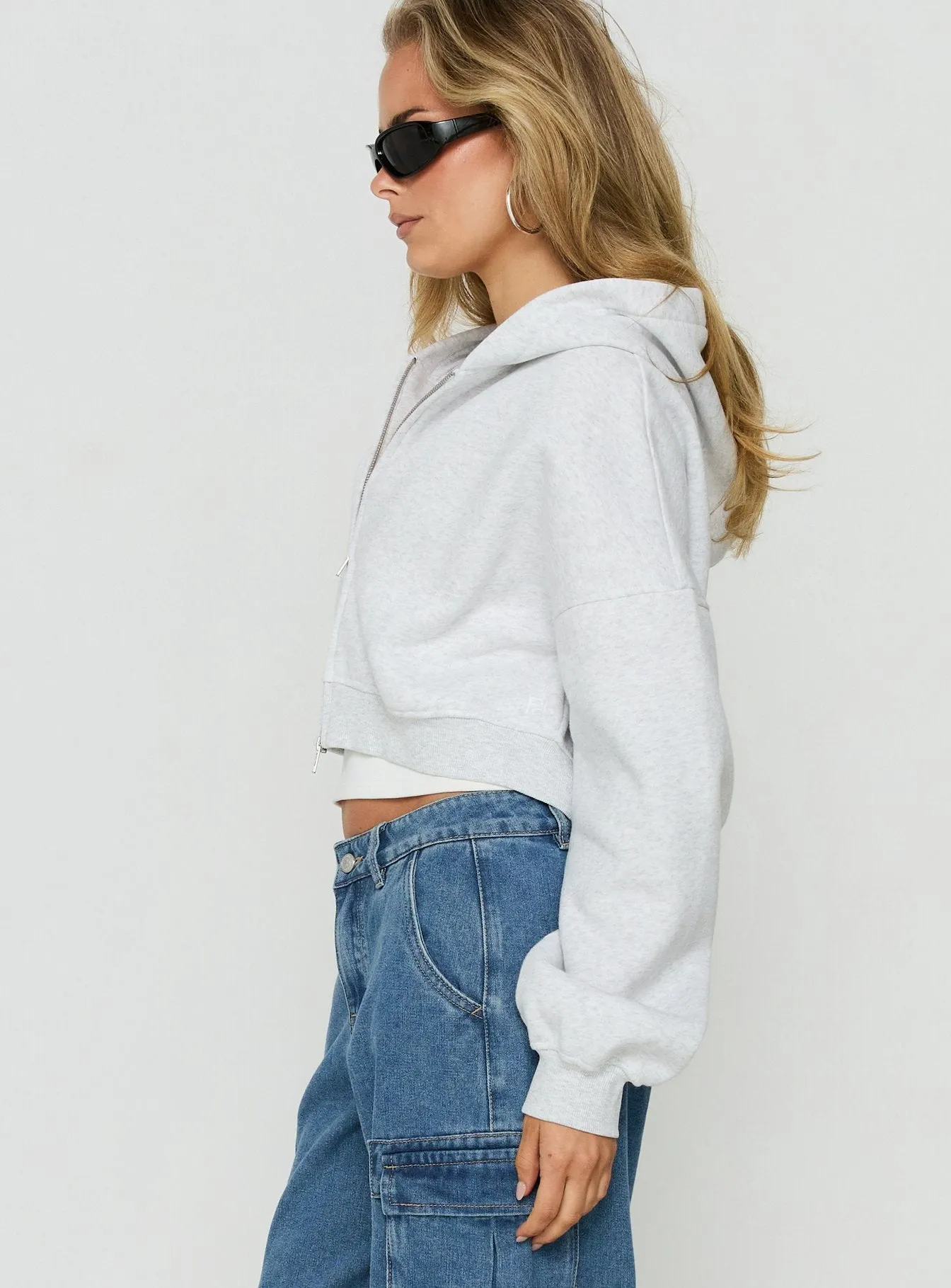 Zellah Double Ended Zipper Hoodie Grey Marle sold by Princess Polly product image thumbnail 4