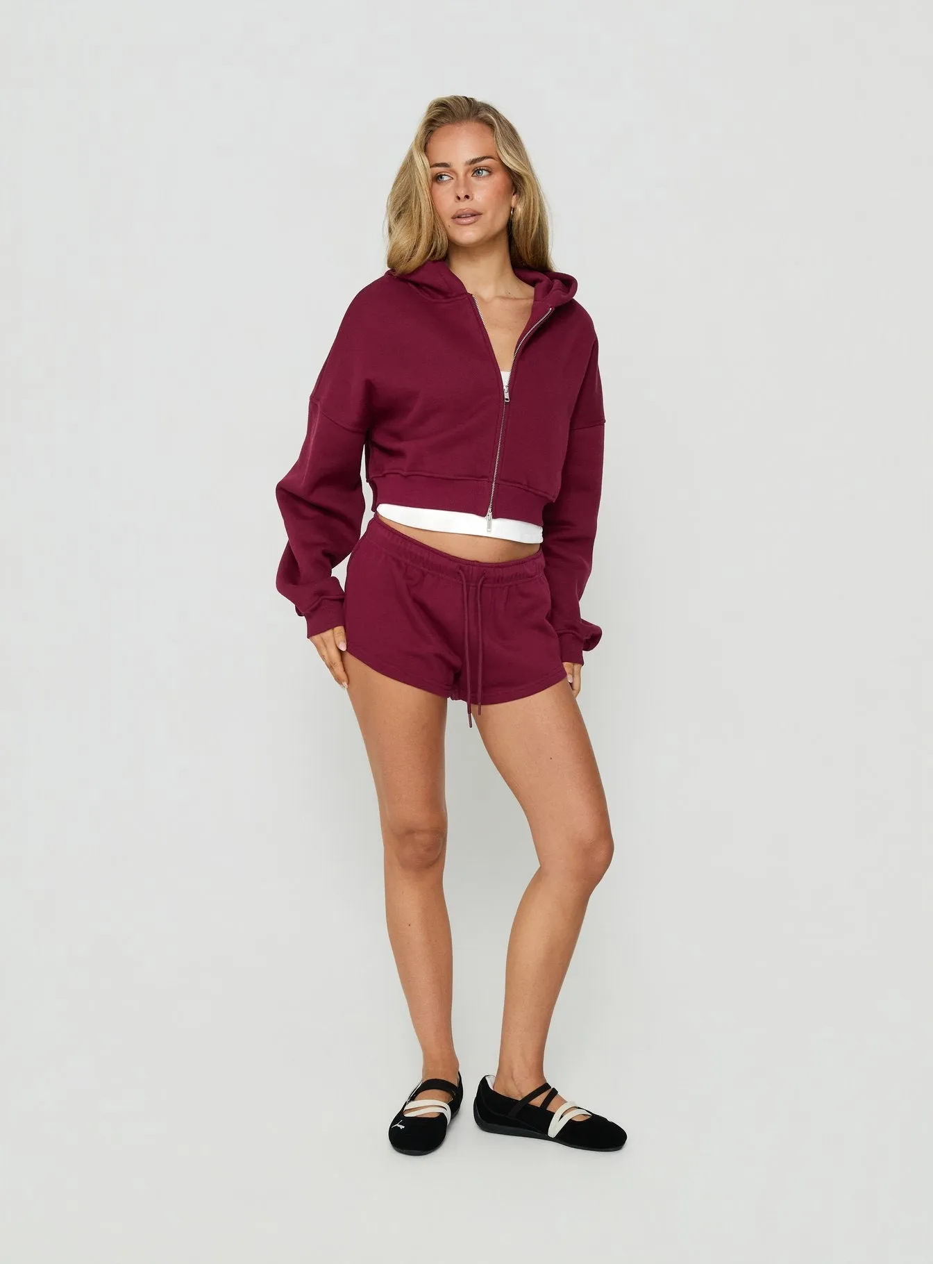 Quinncy Low Rise Sweat Shorts Cherry sold by Princess Polly product image thumbnail 3