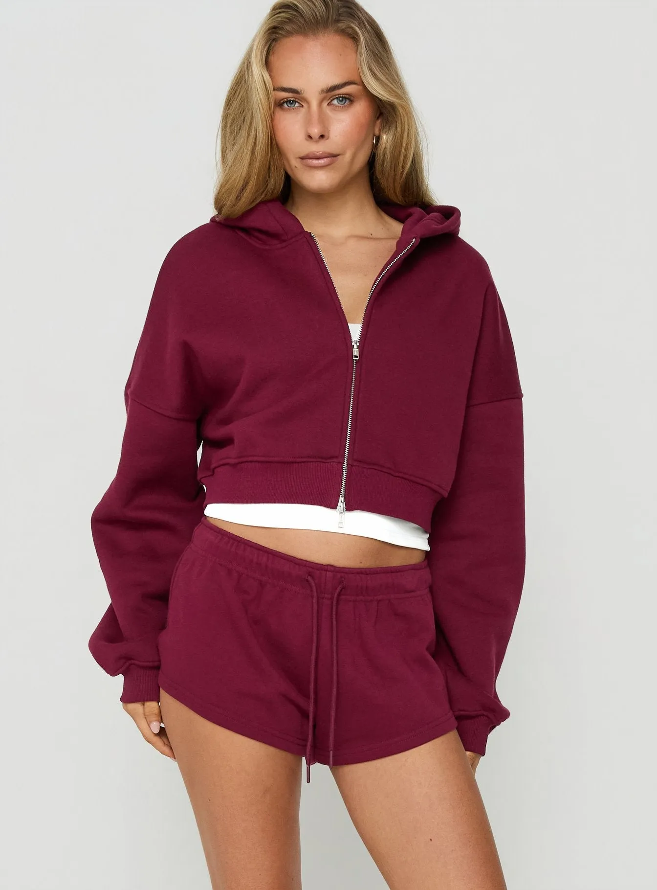 Quinncy Low Rise Sweat Shorts Cherry sold by Princess Polly product image thumbnail 2