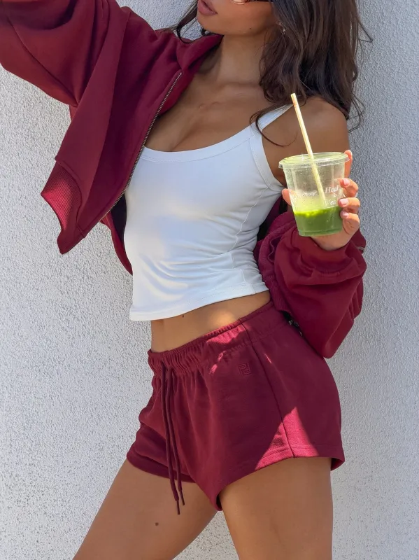 Quinncy Low Rise Sweat Shorts Cherry made by Princess Polly
