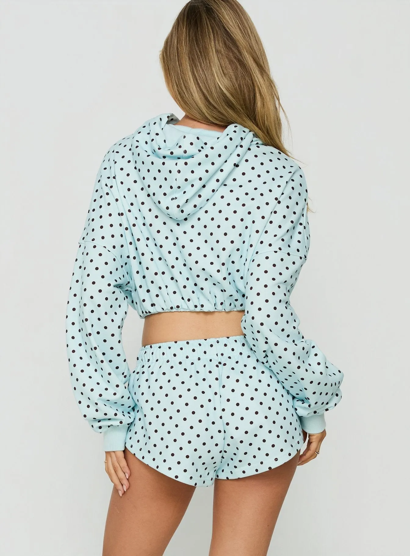 Quinncy Low Rise Sweat Shorts Blue Polka Dot sold by Princess Polly product image thumbnail 5