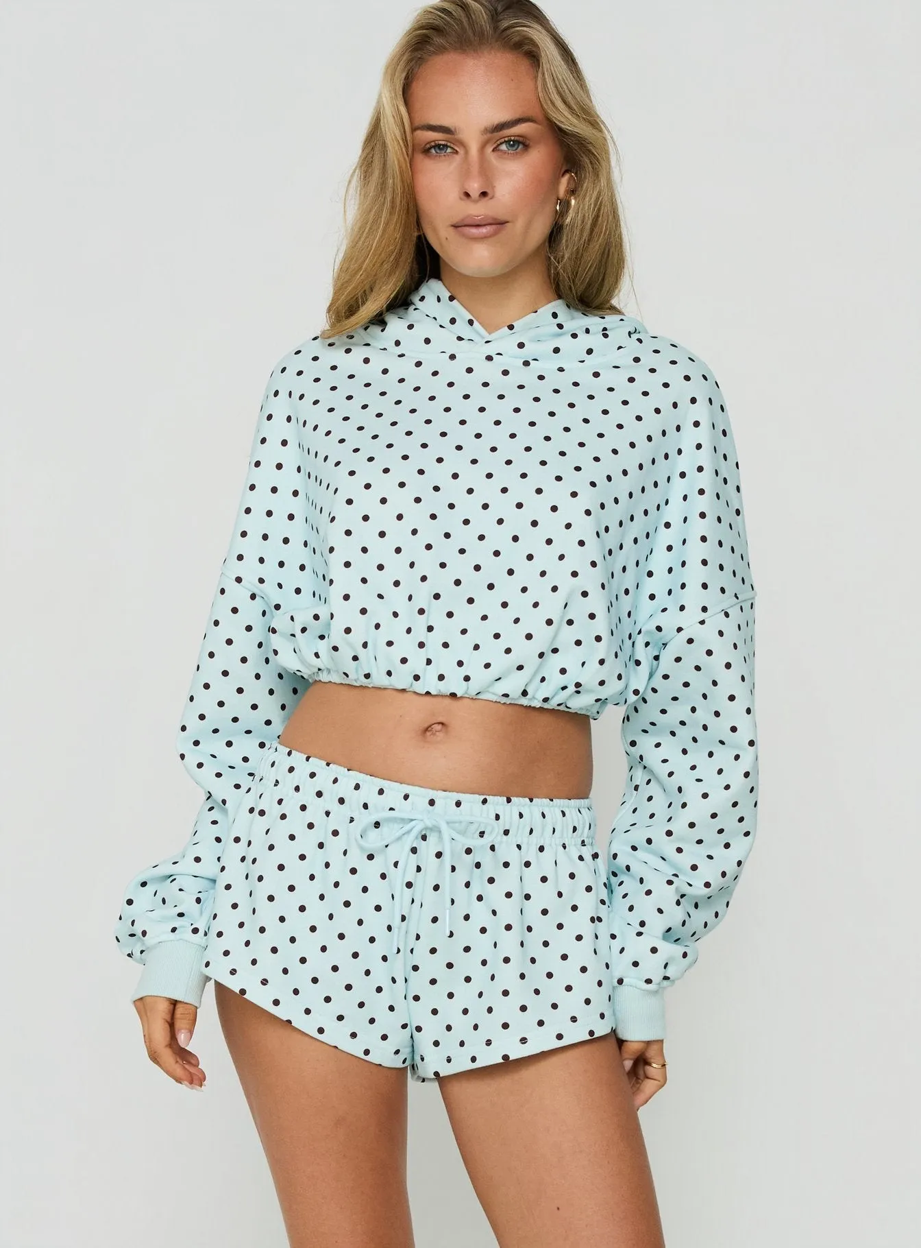 Quinncy Low Rise Sweat Shorts Blue Polka Dot sold by Princess Polly product image thumbnail 2
