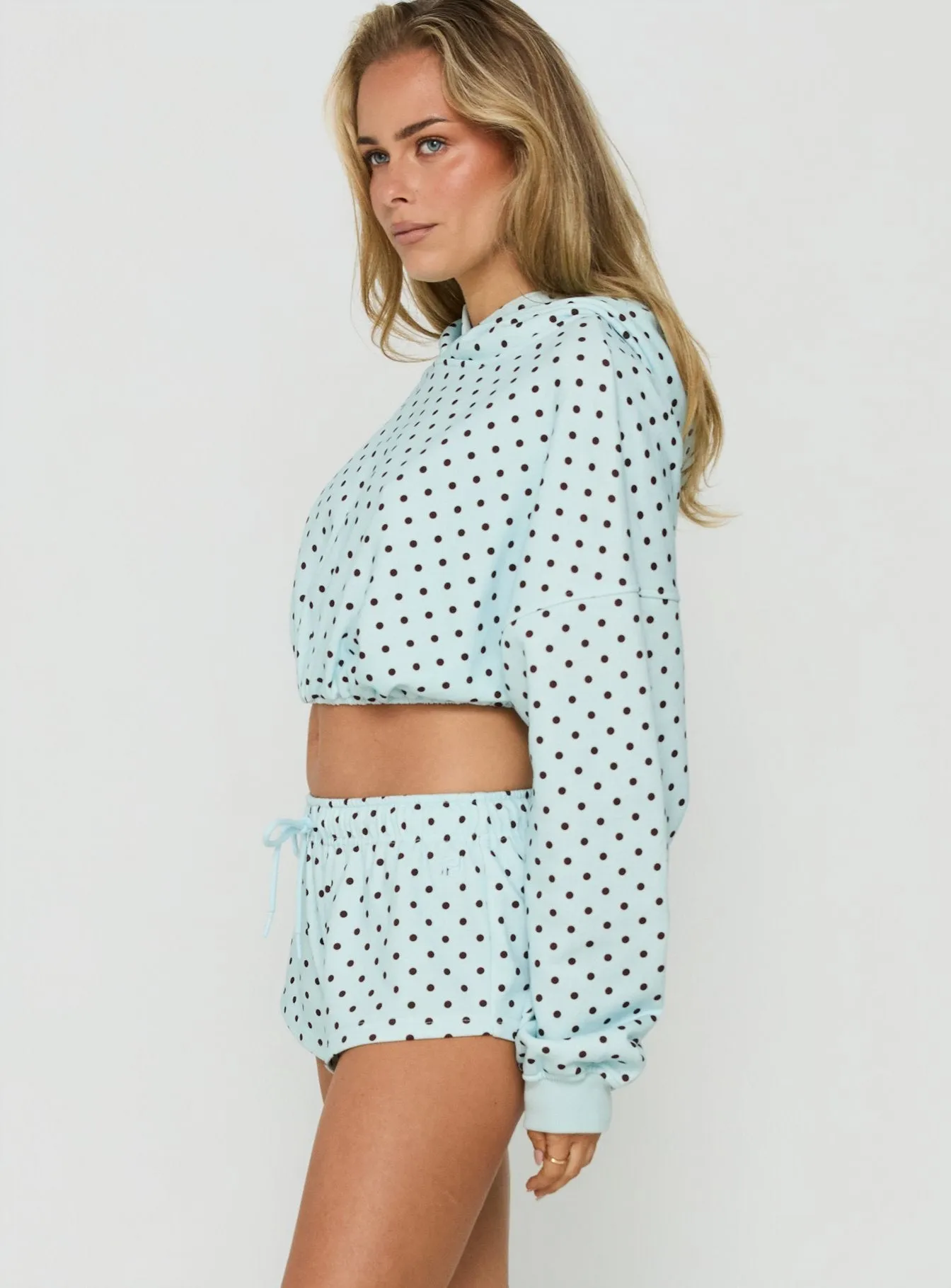 Quinncy Low Rise Sweat Shorts Blue Polka Dot sold by Princess Polly product image thumbnail 4