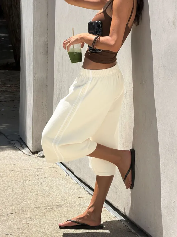 Sayllor Longline Sweat Shorts Cream made by Princess Polly