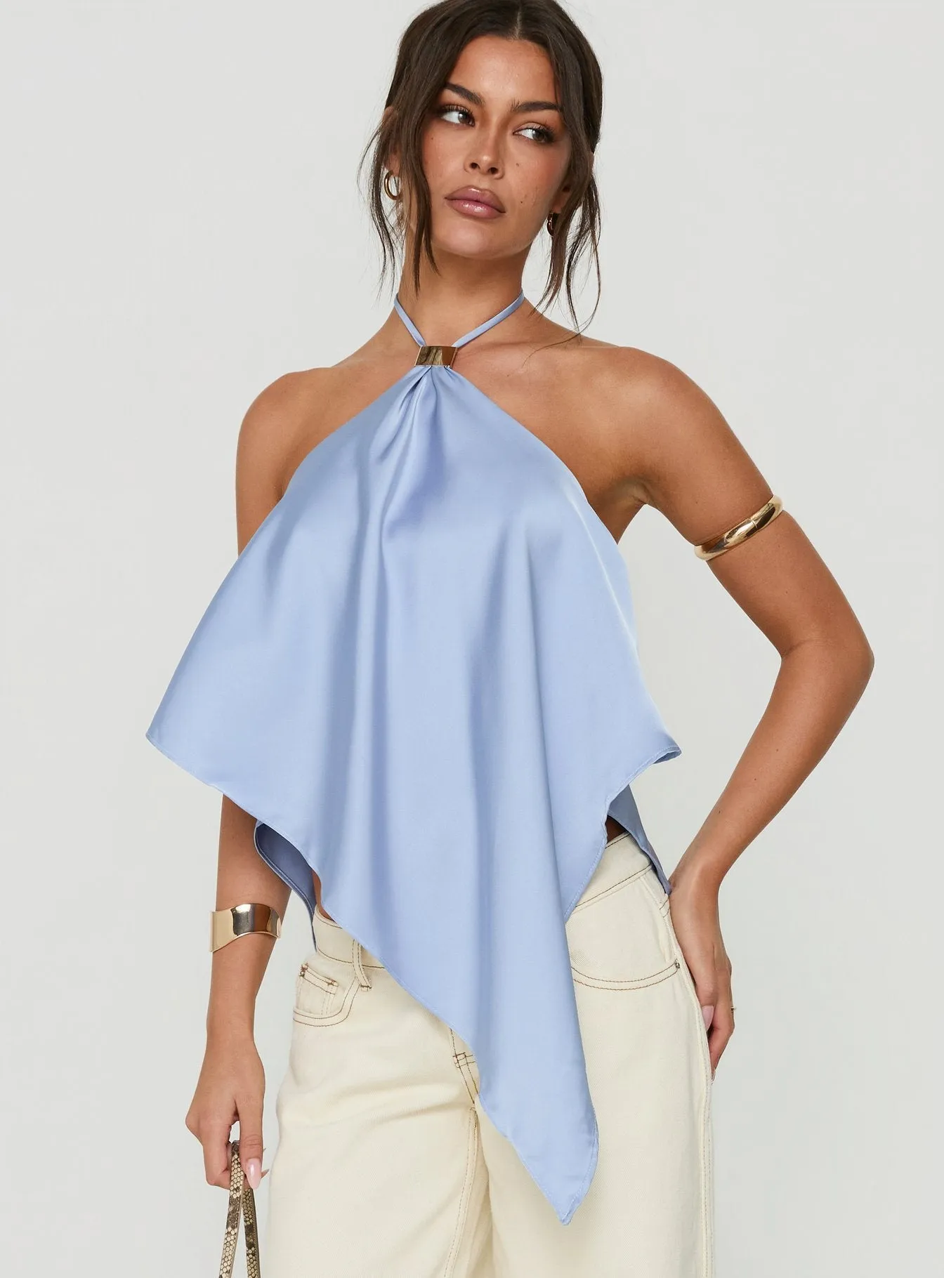 Lisada Halter Asymmetrical Top Blue sold by Princess Polly product image thumbnail 2