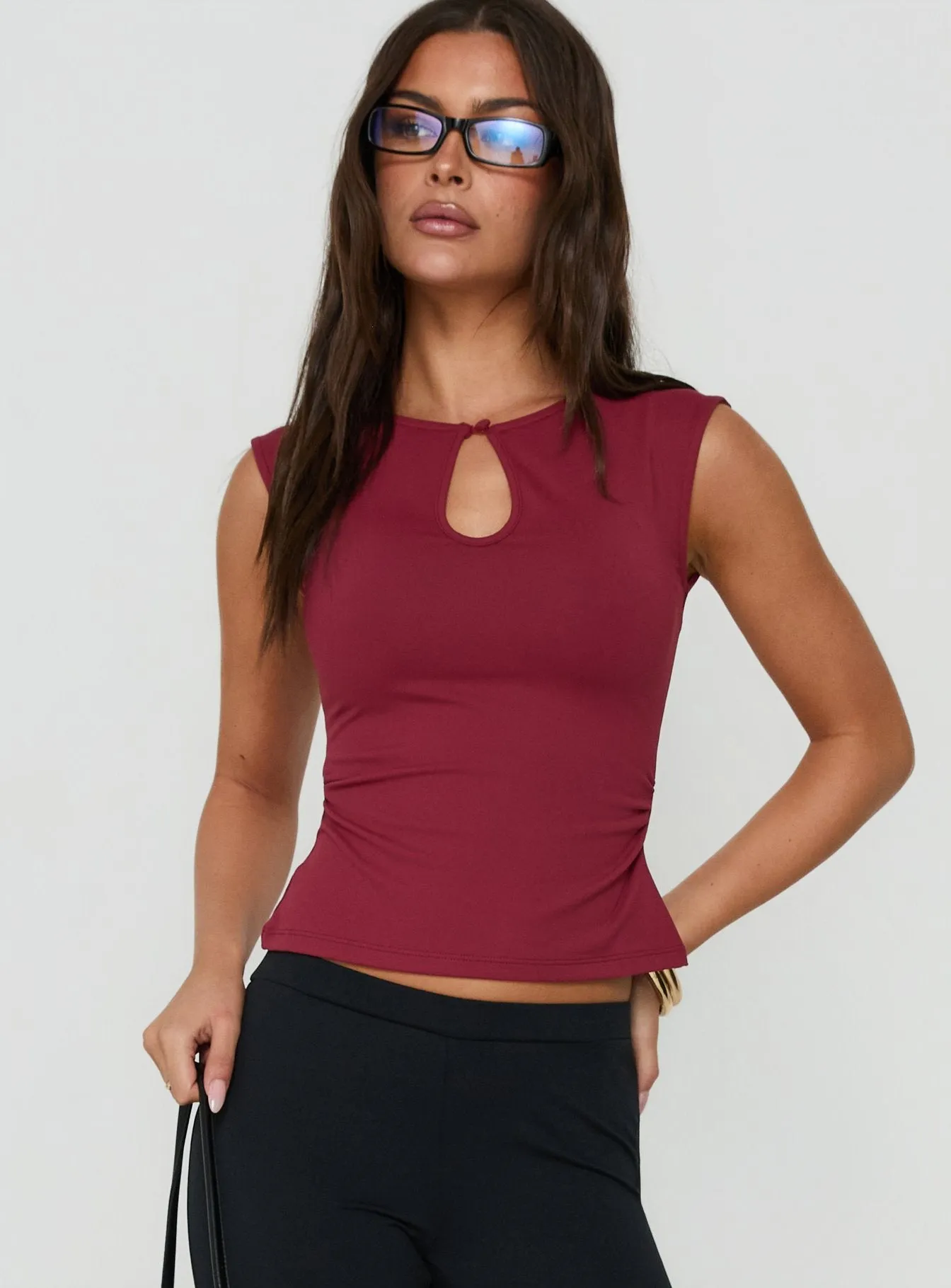Ailana Cinched Keyhole Top Wine sold by Princess Polly product image thumbnail 2