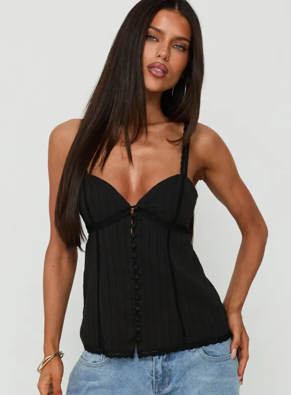 Committed Tie Back Top Black made by Princess Polly