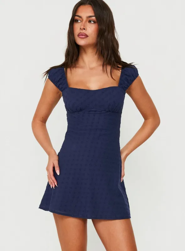 Seyani Mini Dress Navy made by Princess Polly
