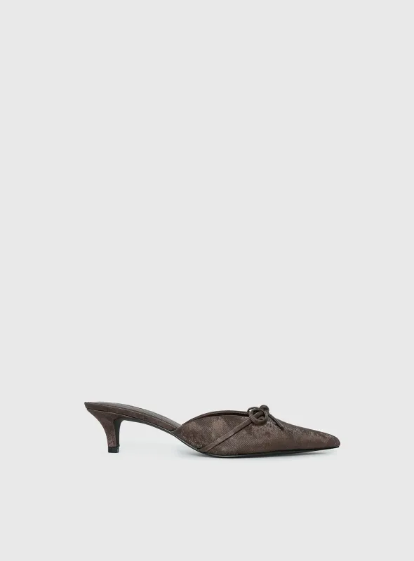Unrivaled Pointed Toe Faux Suede Heels Chocolate made by Princess Polly