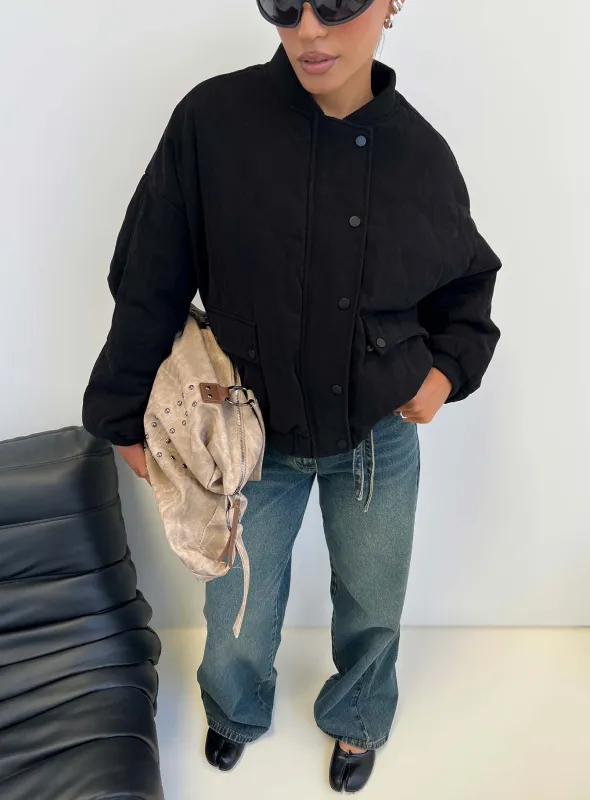 Stick Season Quilted Jacket Black made by Princess Polly