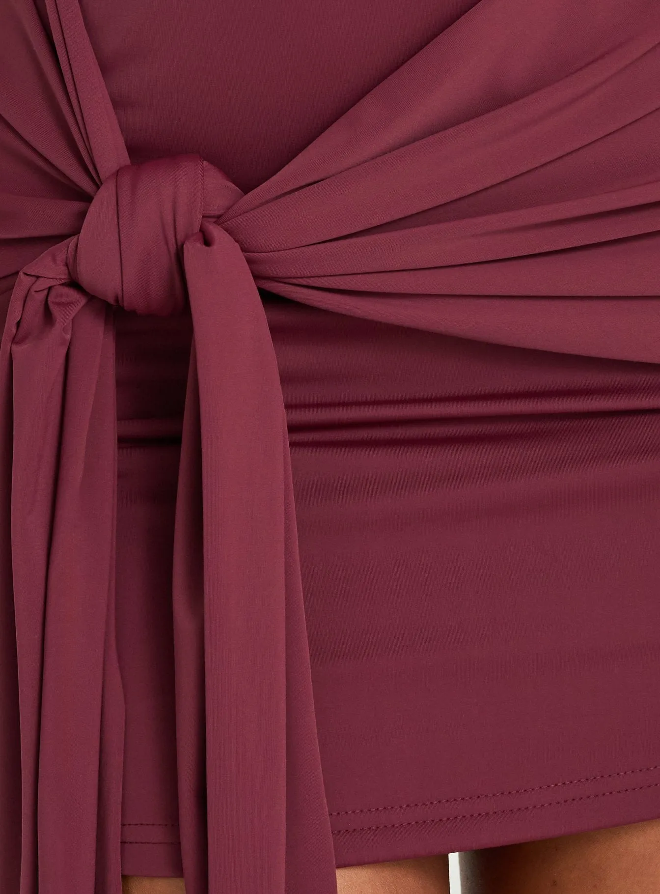 Poppee Halter Tie Detail Mini Dress Burgundy sold by Princess Polly product image thumbnail 5