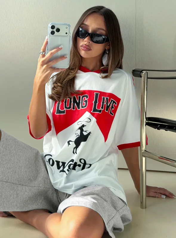 Long Live Cowgirls Oversized Graphic Tee White / Multi made by Princess Polly