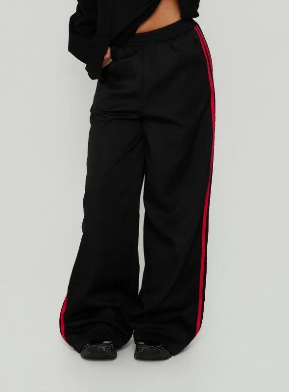 Fielder Track Pants Black / Red made by Princess Polly